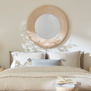 Paddock Bamboo Round Wall Mirror, Cream