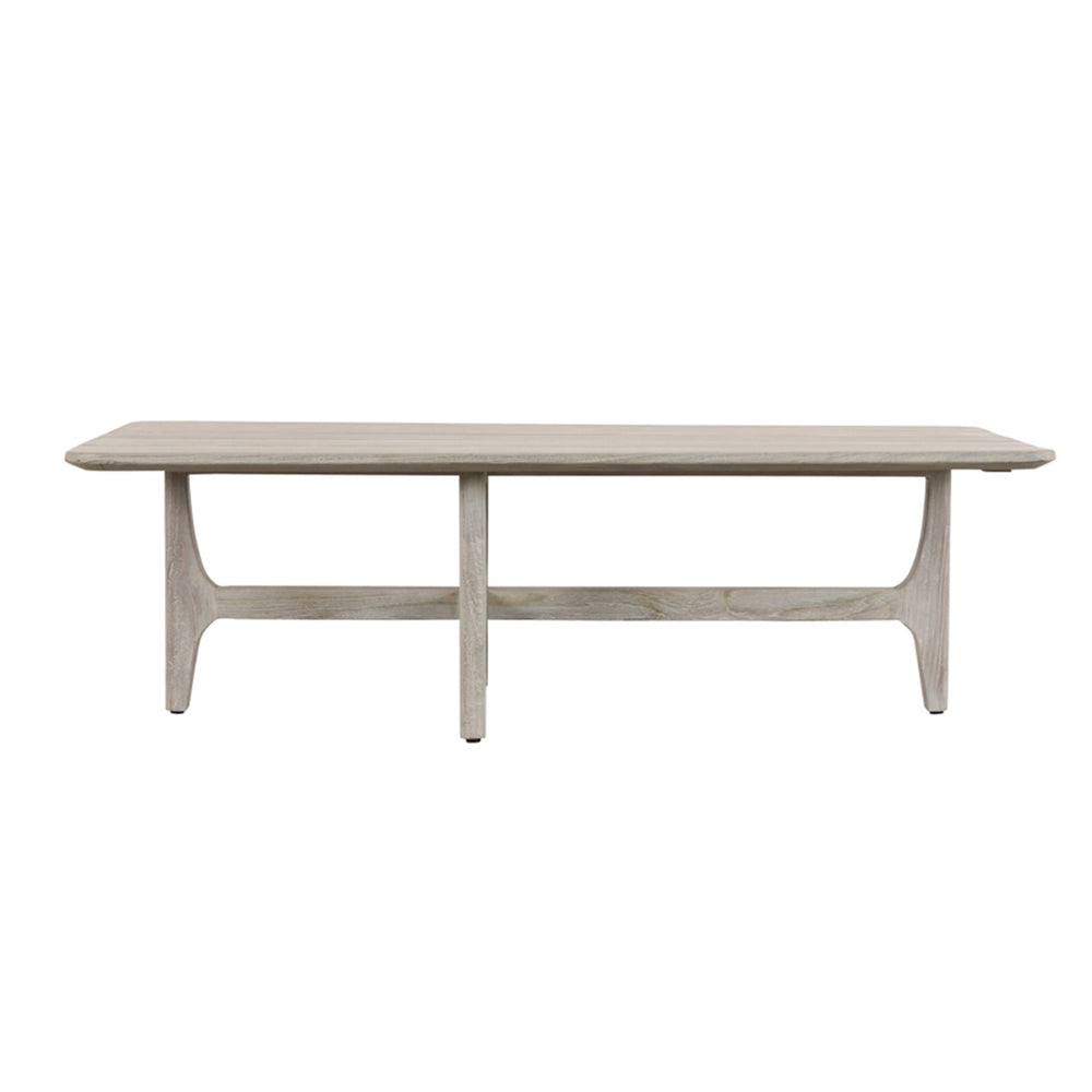 Dawn Outdoor Teak Coffee Table with Curved Edges - Gray