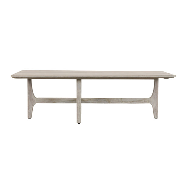 Dawn Outdoor Teak Coffee Table with Curved Edges - Gray