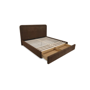 Moe's Simon King Storage Bed in Brown with Hidden Storage