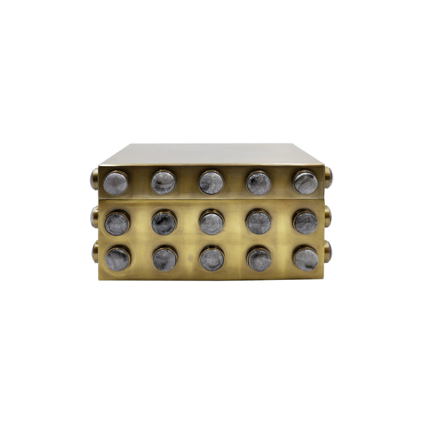 SMALL RECTANGLE BRASS BOX WITH RESIN APPLIQUES