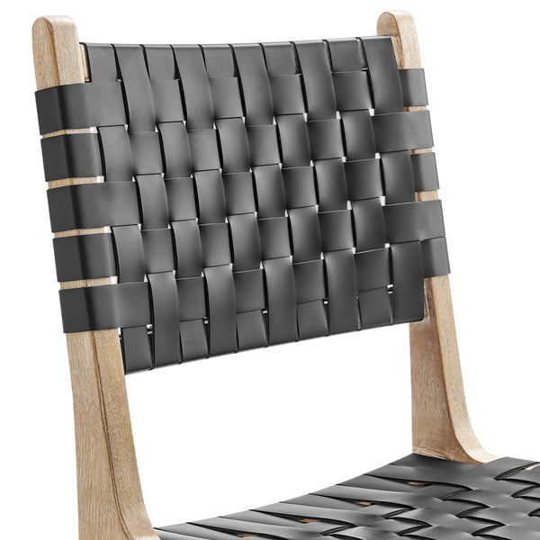 Marco Faux Leather Dining Side Chair Drift Wood Frame, Black 