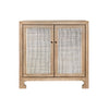 TWO DOOR CANE CABINET WITH BRASS HARDWARE IN CERUSED OAK