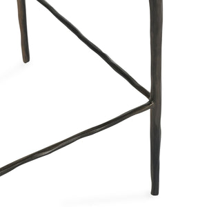 Bose Leather Counter Stool with Hammered Iron Frame - Cocoa Brown