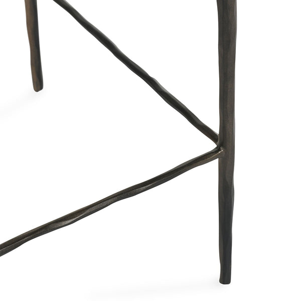 Bose Leather Counter Stool with Hammered Iron Frame - Cocoa Brown