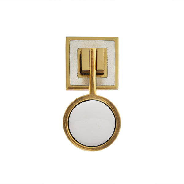 BRASS PULL KNOB WITH INSET RESIN IN CREAM