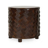 Shira Solid Wood Round End Table in Kona Brown