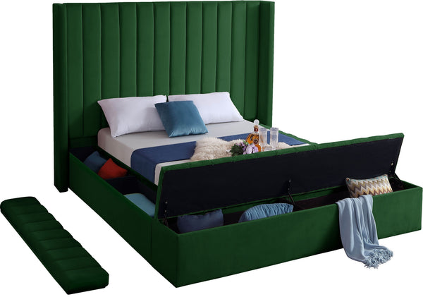 Joanne Queen Bed In Green Velvet