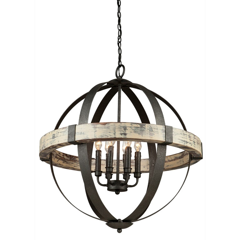 Castello AC10016 Chandelier in Distressed wood and black