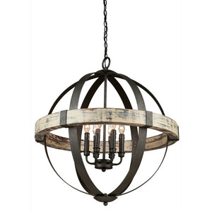 Castello AC10016 Chandelier in Distressed wood and black