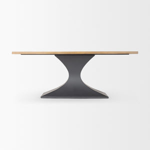 Maxton Light Brown Wood w/ Dark Gunmetal Iron Metal Dining Table