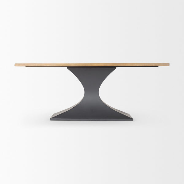Maxton Light Brown Wood w/ Dark Gunmetal Iron Metal Dining Table