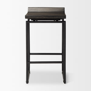 Givens IV 24.25" Seat Height Black Wood Seat Black Frame Stool