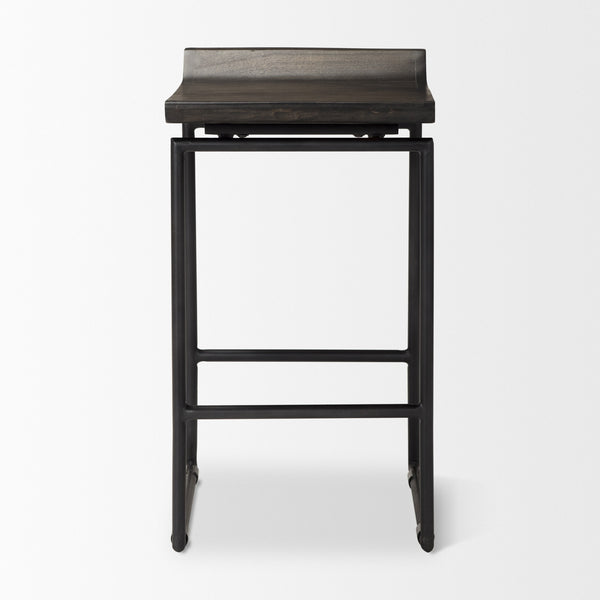 Givens IV 24.25" Seat Height Black Wood Seat Black Frame Stool