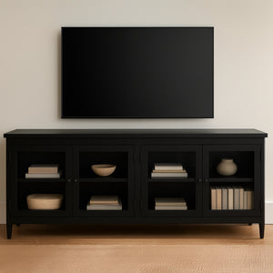 Henry Metal Media Unit with Glass Doors in Black