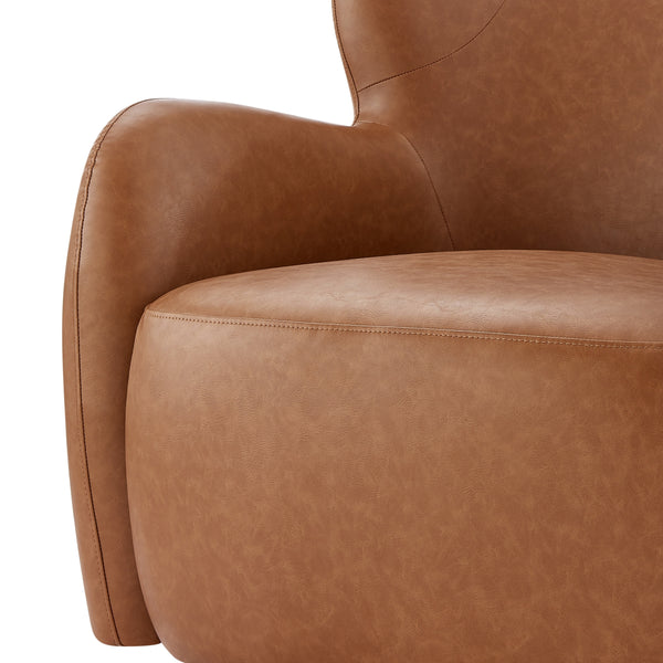 Tiffany KD Faux Leather Accent Arm Chair, Vintage Cider