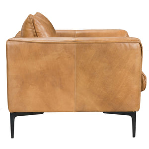 Abigail Leather Club Chair with Metal Legs - Adobe Tan