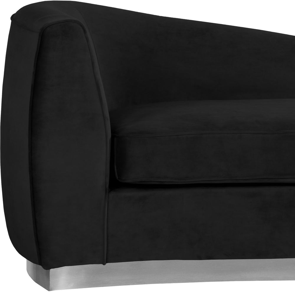 Crystal Chaise In Black Velvet and Chrome