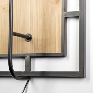 Cleo 16.9x57.1 Black Metal and Wood Rectangular Wall Sconce
