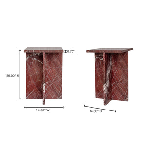 Moe's Blair Accent Table in Rosso Levanto Marble