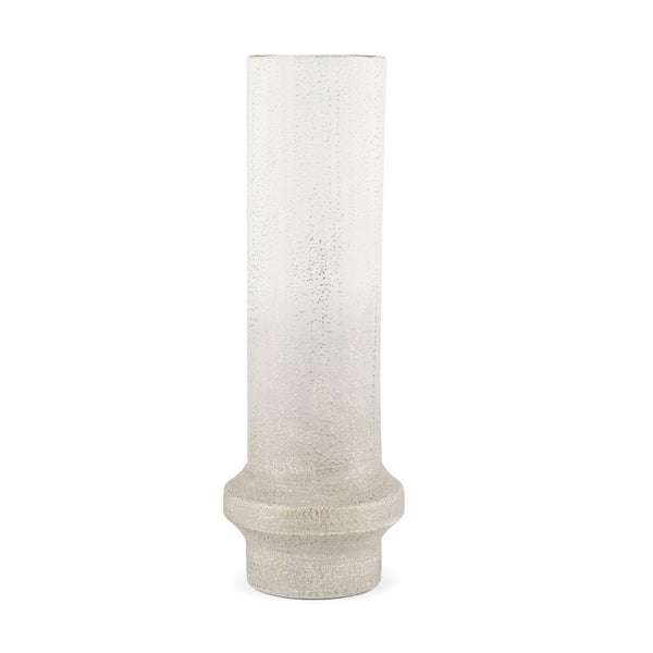 Tovah Tall Textured White w/ Gold Metal Vase