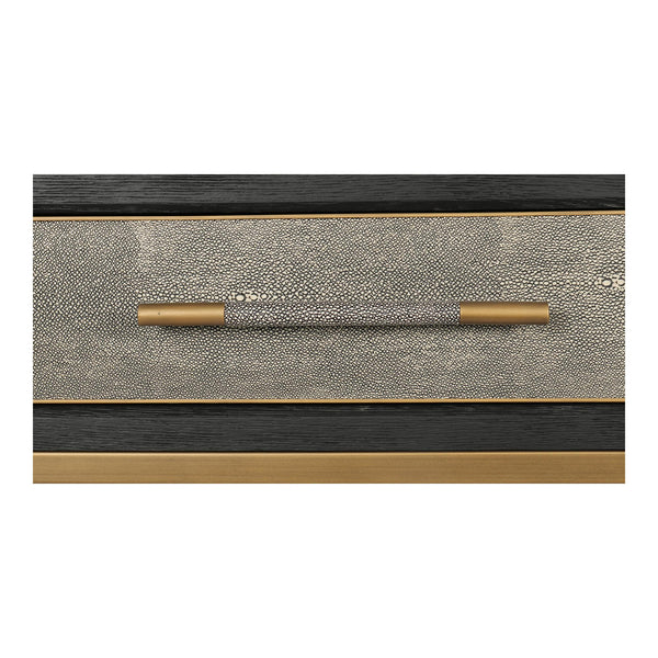 Mako Grey Oak Console Table with Brass Legs