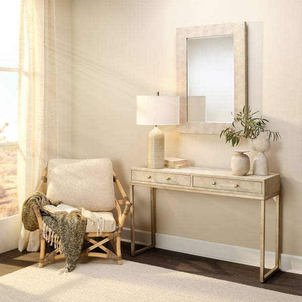 Structure Shagreen Rectangle Mirror, Ivory