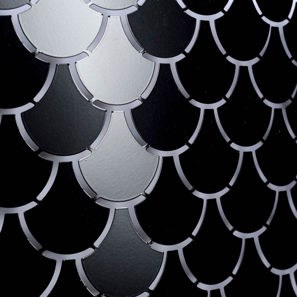 Brasseur I (26"x15") Charcoal Black Metal Fish Scale Three Bulb Chandelier