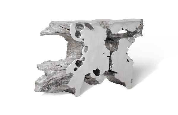 Venice Freeform Console, Silver Leaf