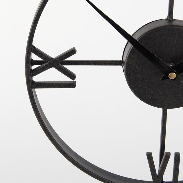 Oris Black Metal/Wood Open Frame Table Clock