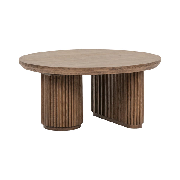 Vander Solid Wood Round Coffee Table with Oak Veneer