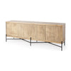 Cairo 78x19 Brown Solid Wood Black Metal Base 4 Door Cabinet Sideboard