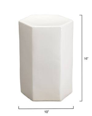 Porto Ceramic Indoor/Outdoor Side Table-Small, White