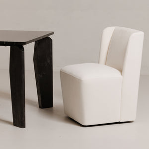 Moe's Cormac Rolling Dining Chair in Cream