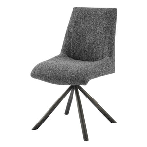 Viona Fabric Swivel Dining Side Chair In Blazer Dark Gray (Set of 2)