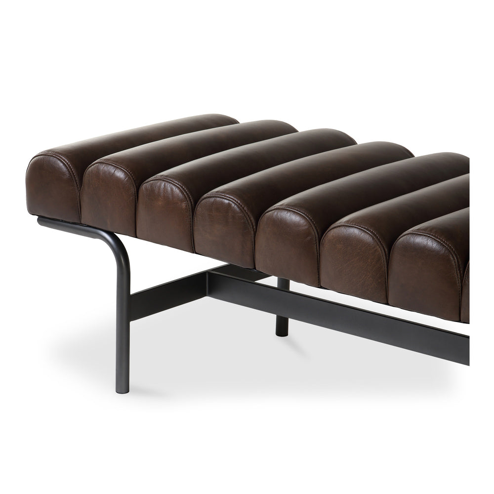 Moe's Harrison Dark Brown Leather Bench