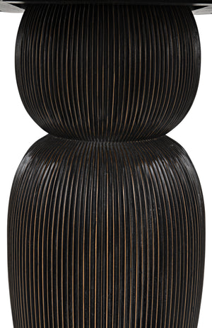 Portobello Dining Table, Hand Rubbed Black with Light Brown Trim