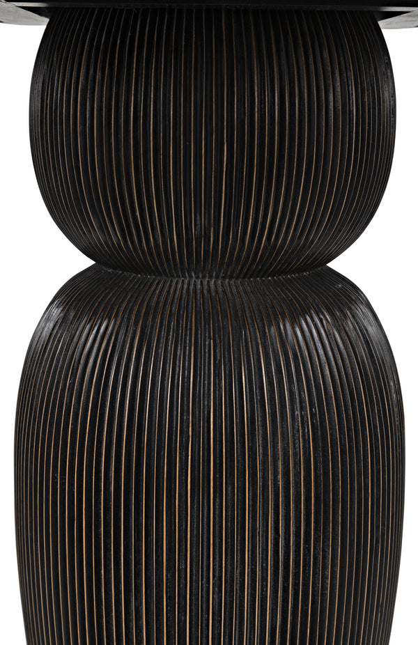 Portobello Dining Table, Hand Rubbed Black with Light Brown Trim