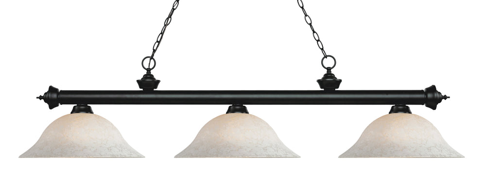 Riviera 3 Light Billiard Light in Matte Black Finish