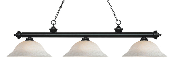 Riviera 3 Light Billiard Light in Matte Black Finish