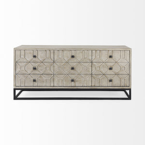 Genevieve II Light Brown Fir Veneer 9 Drawer Sideboard