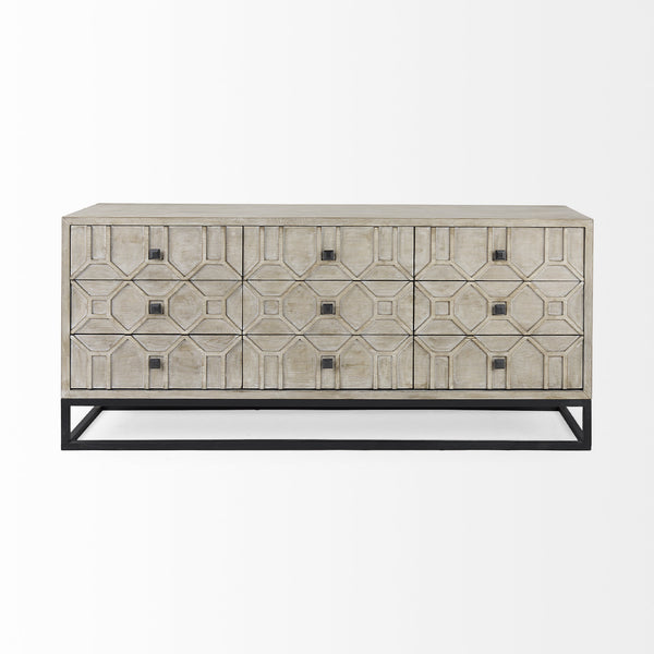 Genevieve II Light Brown Fir Veneer 9 Drawer Sideboard