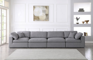 Carmen Cloud Modular Sofa In Grey Linen Fabric