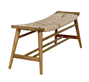 Stockholm Teak Bench with Rush Seagrass Weave