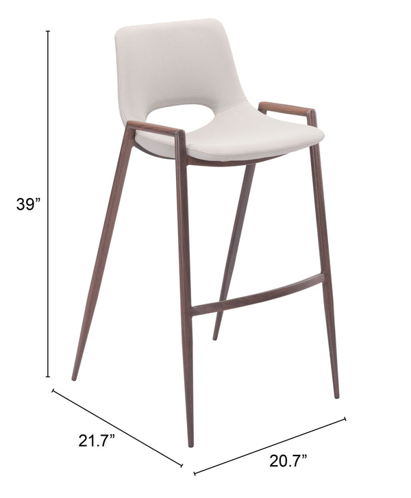Desi Barstool (Set of 2) Beige & Walnut