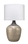 Damsle Glass Table Lamp with Linen Shade, Silver