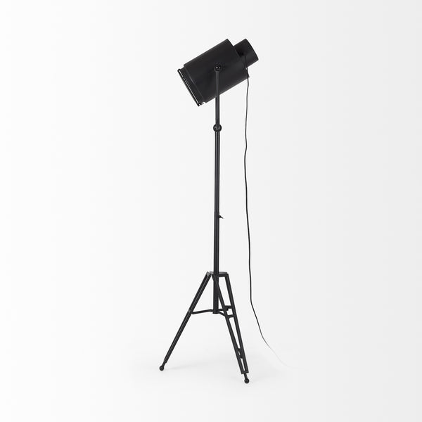 Debdou 22L x 22W x 61H Black and White Metal Adjustable Cinema-Style Floor Lamp