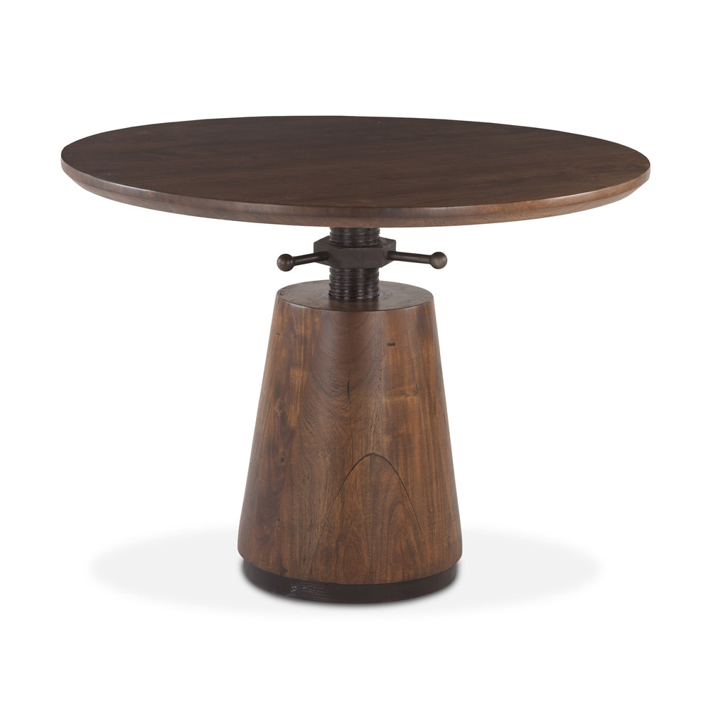 Industrial Modern 40-Inch Round Adjustable Acacia Wood Dining Table