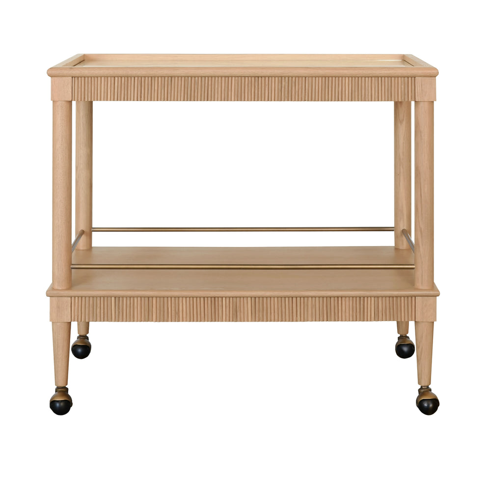 CLASSIC BAR CART WITH FLUTED DETAIL IN NATURAL OAK