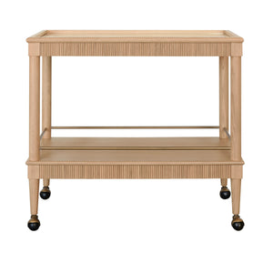 CLASSIC BAR CART WITH FLUTED DETAIL IN NATURAL OAK